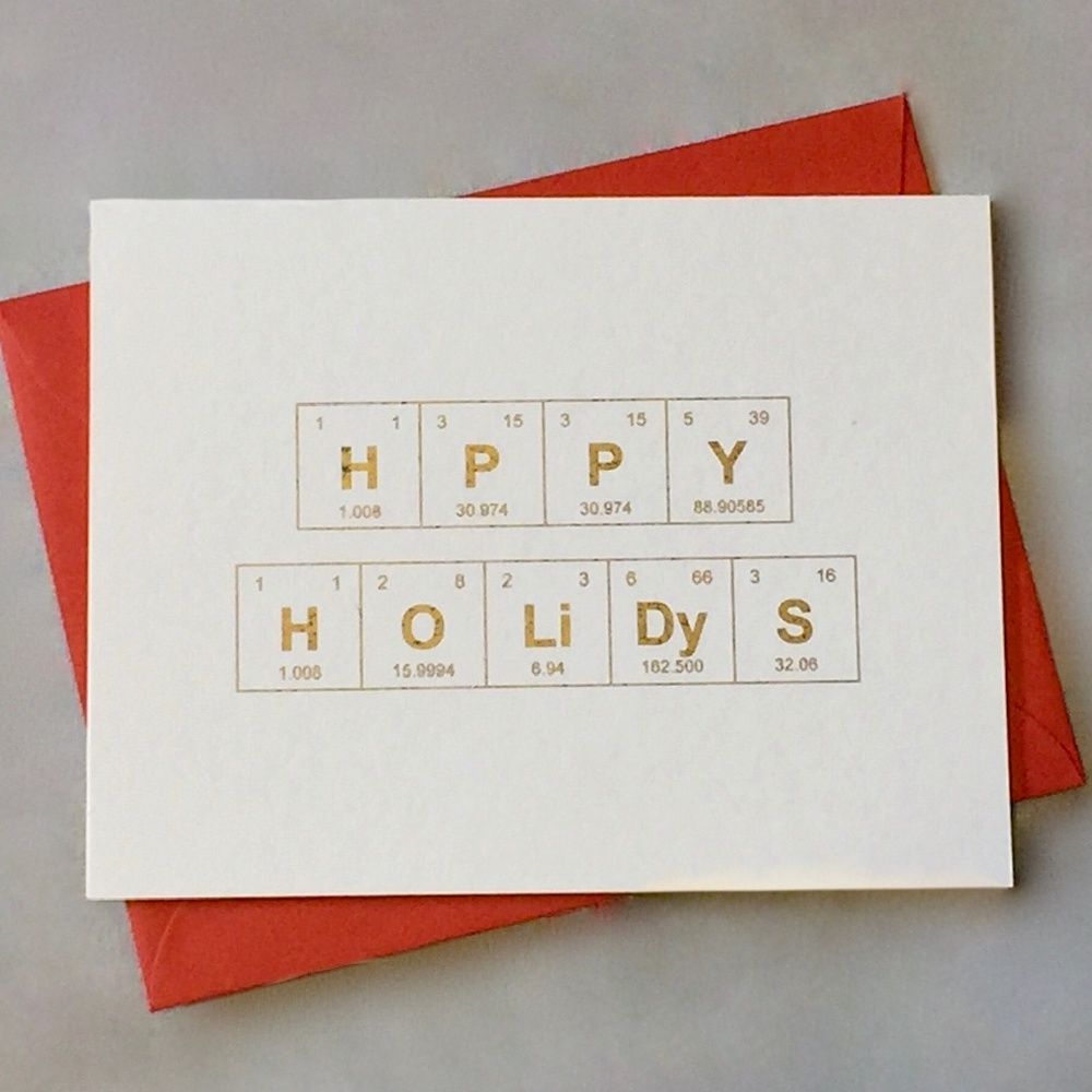 Periodic Table Happy Holidays Greeting Cards set/6